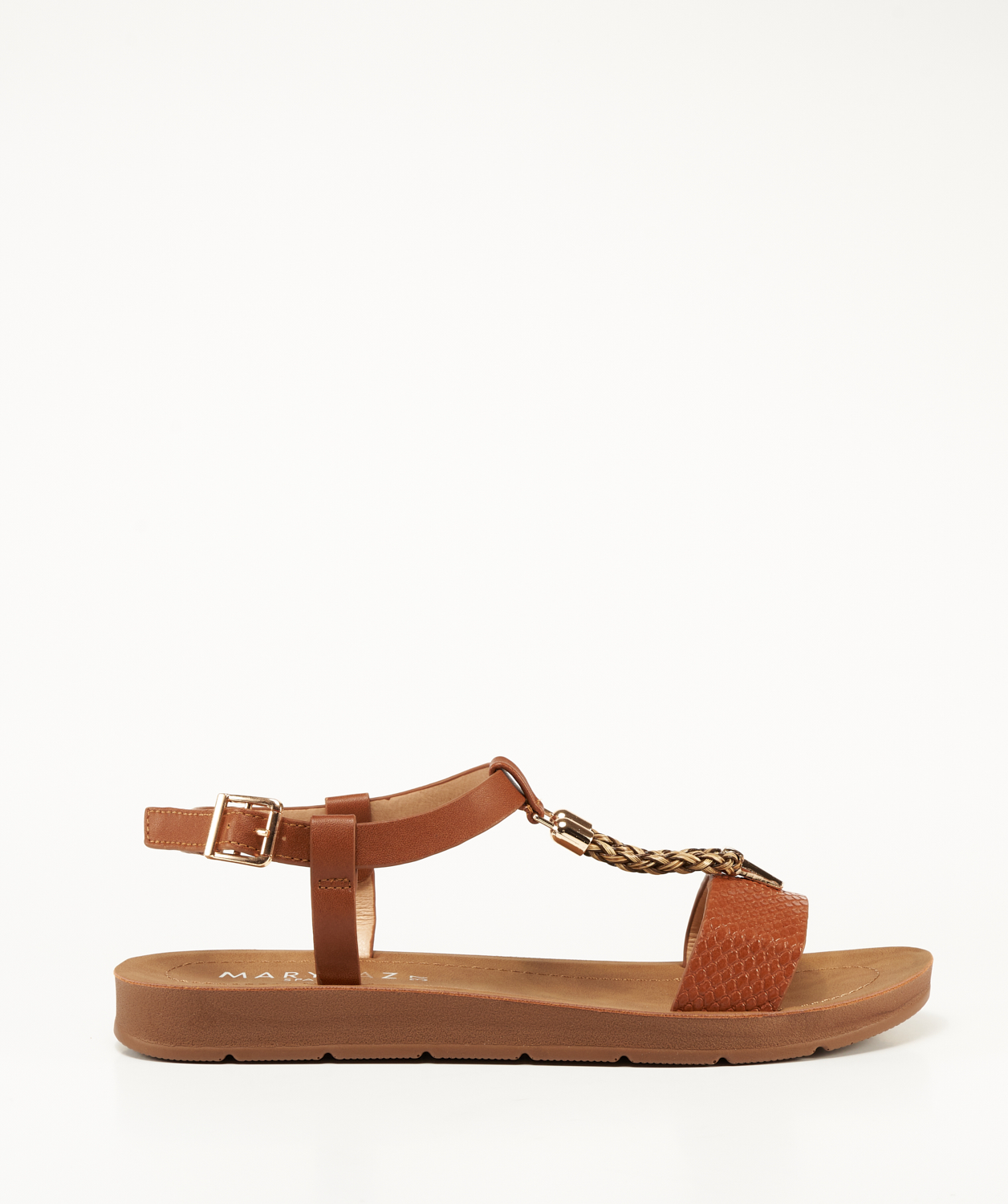 Sandalias planas adorno metálico